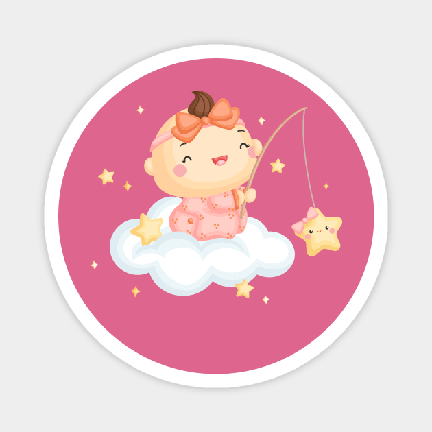 Baby girl on the cloud Magnet by KOTOdesign